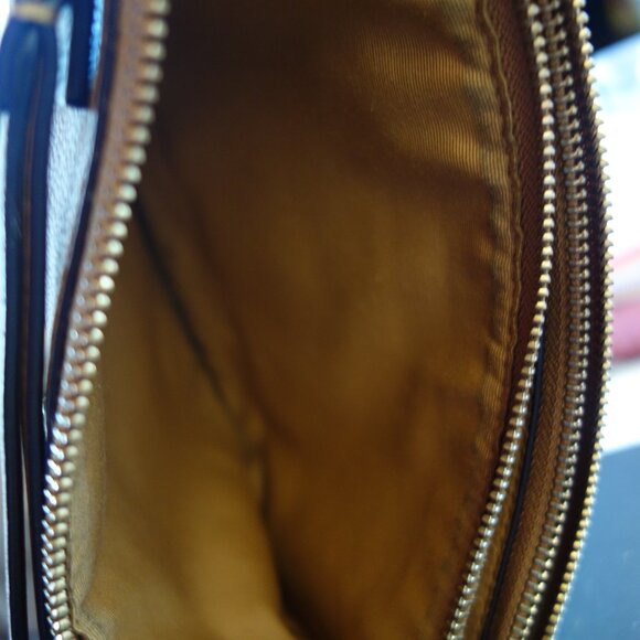 COACH Lyla Double Gusset leather convertible crossbody Saddle Tan brass tone hdw - Picture 9 of 9